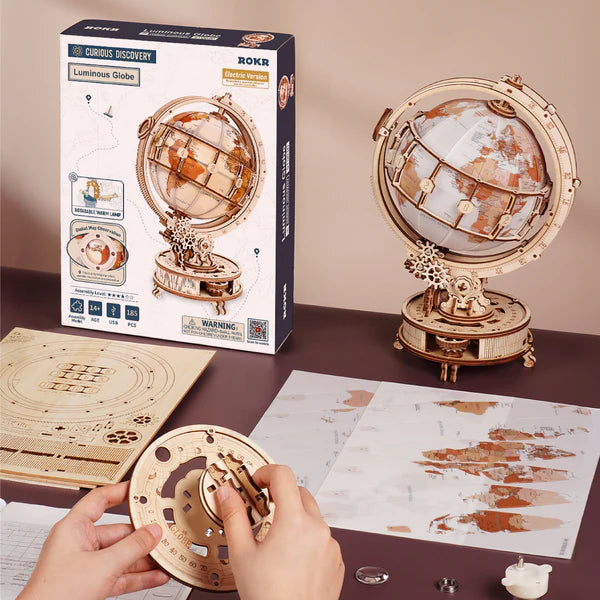 ROKR Luminous Globe | Светещ 3D дървен глобус