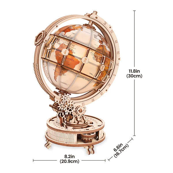 ROKR Luminous Globe | Светещ 3D дървен глобус